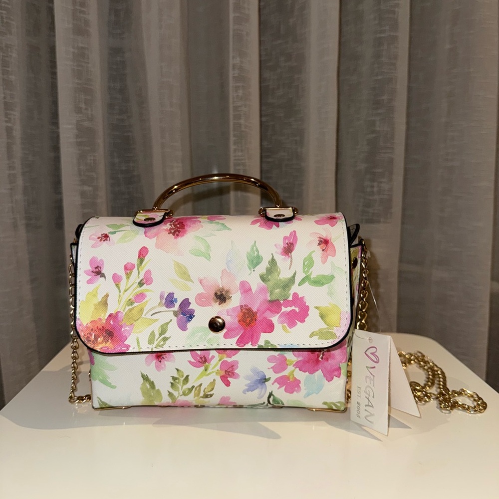 Floral Crossbody Bag - White and Pink